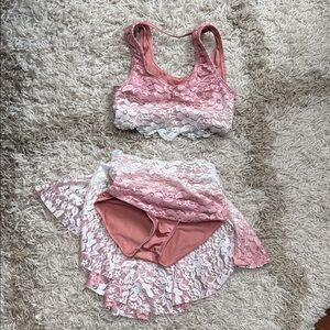 Weissman Pink and White Lace Ombré Set Dance Costume